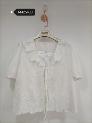 Tie-Front Broderie Anglaise Blouse | MX Craft Studio