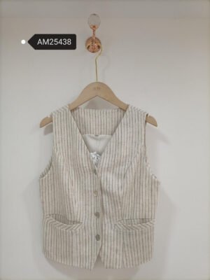 Striped Tailored Vest – Linen Blend | MX Craft Studio