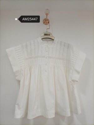 Pin-tucked Short Sleeve Blouse – Lace Trim | MX Craft Studio