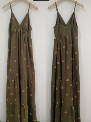 Embroidered Tiered Maxi Dress – Paisley floral embroidery | XM Fashion Mfg