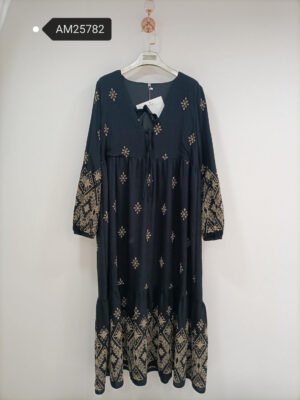 Geometric Embroidered Maxi Dress – High-density embroidery | XM Fashion Mfg