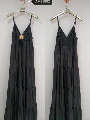 Sunburst Hardware Tiered Dress – Smocked back panel | XM Fashion Mfg