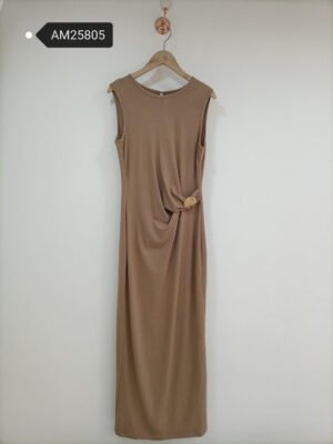 Gathered Shell Hardware Dress – Asymmetrical drape | XM Fashion Mfg
