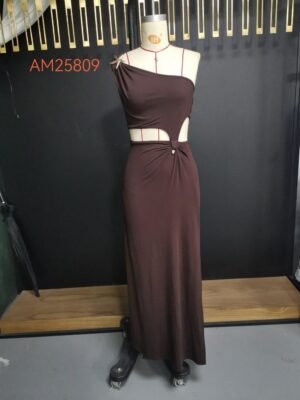One-Shoulder Cutout Maxi Dress – Waist cutout | XM Fashion Mfg