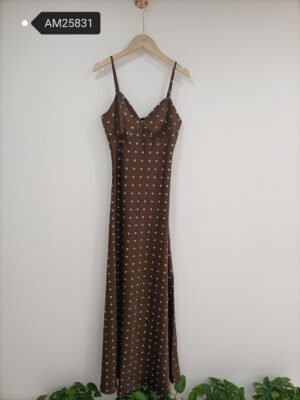 Polka Dot Slip Maxi Dress – V-neck bias cut | XM Fashion Mfg