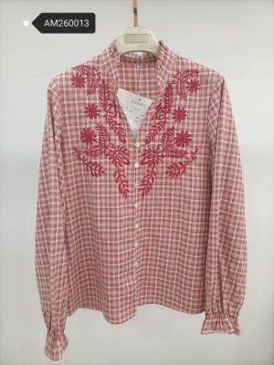women’s cascading lace ruffle v neck linen blend blouse