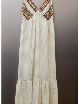 AM260024 Women's Polka Dot Spaghetti Strap Maxi Dress with Lace Trim OEM Clothing Manufacturer