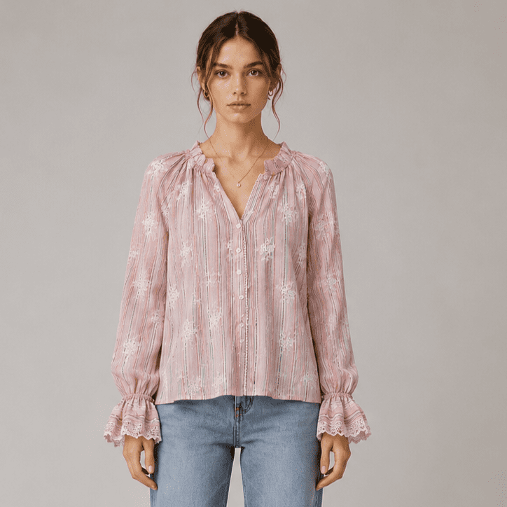 Lace and embroidered women's blouse - OEM/ODM manufacturer XM Fashion Mfg