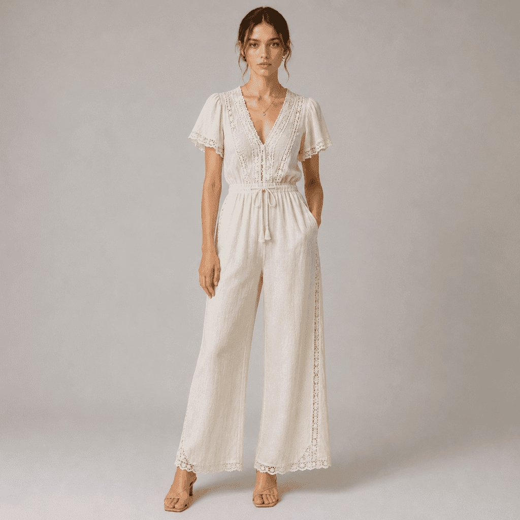 Women's jumpsuit with lace detailing - XM Fashion Mfg manufacturer
