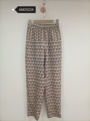 Geometric Print Straight-Leg Trousers – Retro Mosaic Linen Blend | XM Fashion Mfg