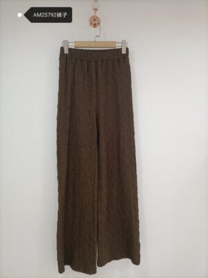Textured Halter neck Top – Cocoa Brown Crepe | XM Fashion Mfg | Textured Wide-Leg Pants – Cocoa Brown Crepe | XM Fashion Mfg