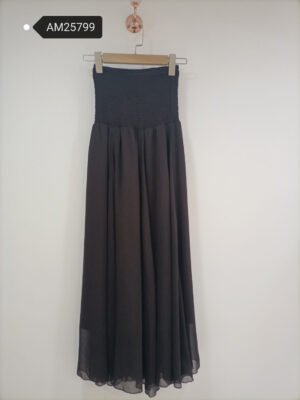 Smocked Tube Maxi Dress – Elegant Charcoal Woven Cotton | XM Fashion Mfg