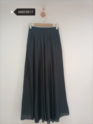 Woven Linen Maxi Skirt – Charcoal Black Linen-Cotton | XM Fashion Mfg