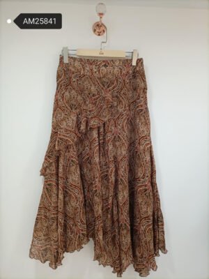 Paisley Tiered Ruffle Skirt – Bohemian Chiffon Maxi Skirt | XM Fashion Mfg