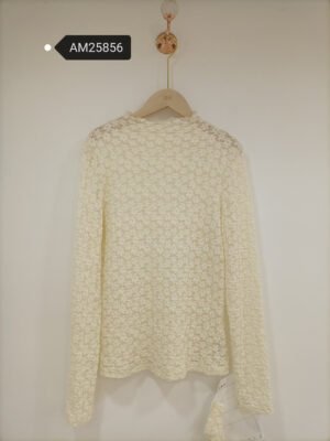 Cream Floral Lace Mock Neck Top – Sheer Long Sleeve Lace | XM Fashion Mfg