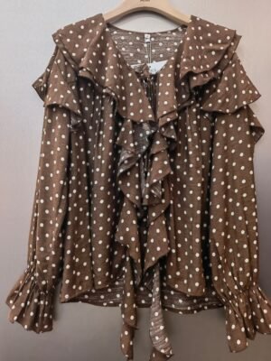 Relaxed brown polka dot blouse for boutiques