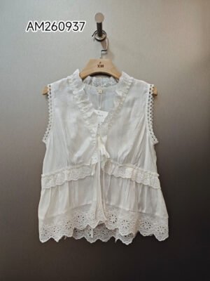Riviera Broderie Anglaise Peplum Blouse Wholesale