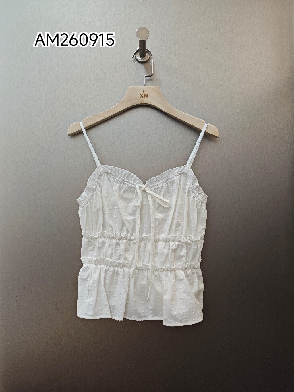 Swiss Dot Crop Top and Maxi Skirt Set in white, back view - SKU AM260915